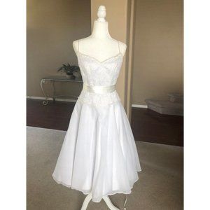 New Size 8 White Tea Length Wedding Dress